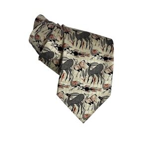 Vintage Don Collection Silk Tie African Wildlife Gazelle Print Handmade